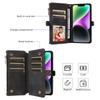 Zipper Pocket Leather Phone Case for iPhone 15,RFID Blocking Wallet Stand Phone Cover
