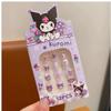 4Коробка(48pcs) Кавайные детские накладные ногти Милые короткие Дизайн Куроми Полное покрытие Наконечник для ногтя Съемный накладной ноготь Для детей