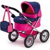 Trendy Classic Doll Pram Blue Pink - BAYER DESIGN - Adjustable - 46 Cm