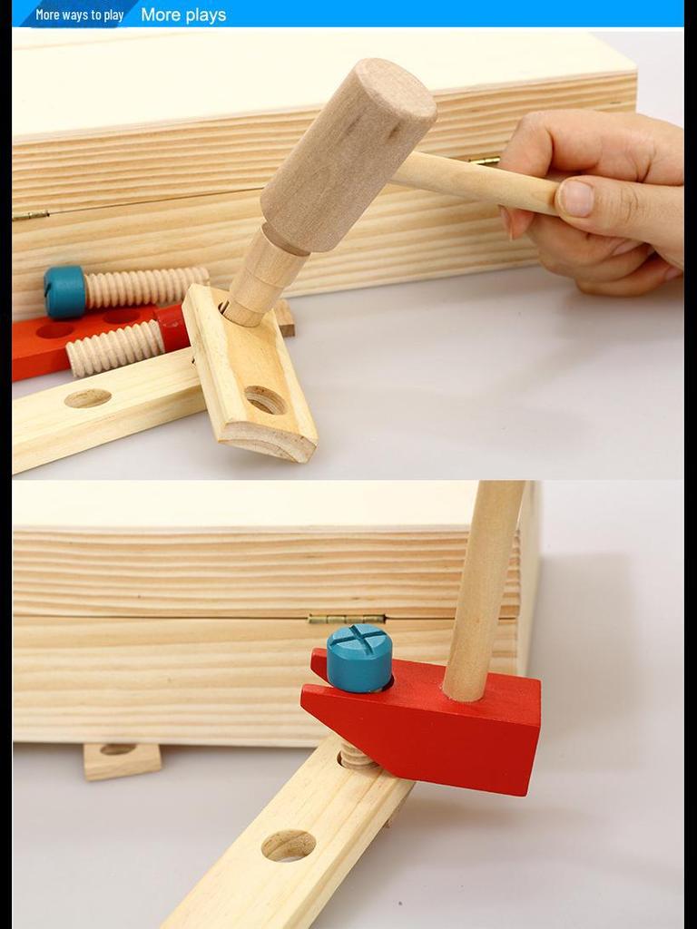 DIY Портативный Деревянный Ящик Для Инструментов Образовательный Игровой Набор Для Детей - Игрушка Для Ролевого Ремонта