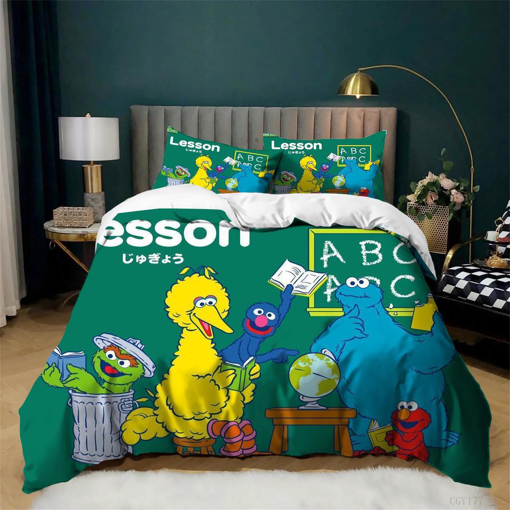 Ultra Soft Ses-ame Street Bedding Set,Lightweight Duvet Cover Set for Kids,3-Pcs Quilt Cover,2 Pillowcases(No Comforter)