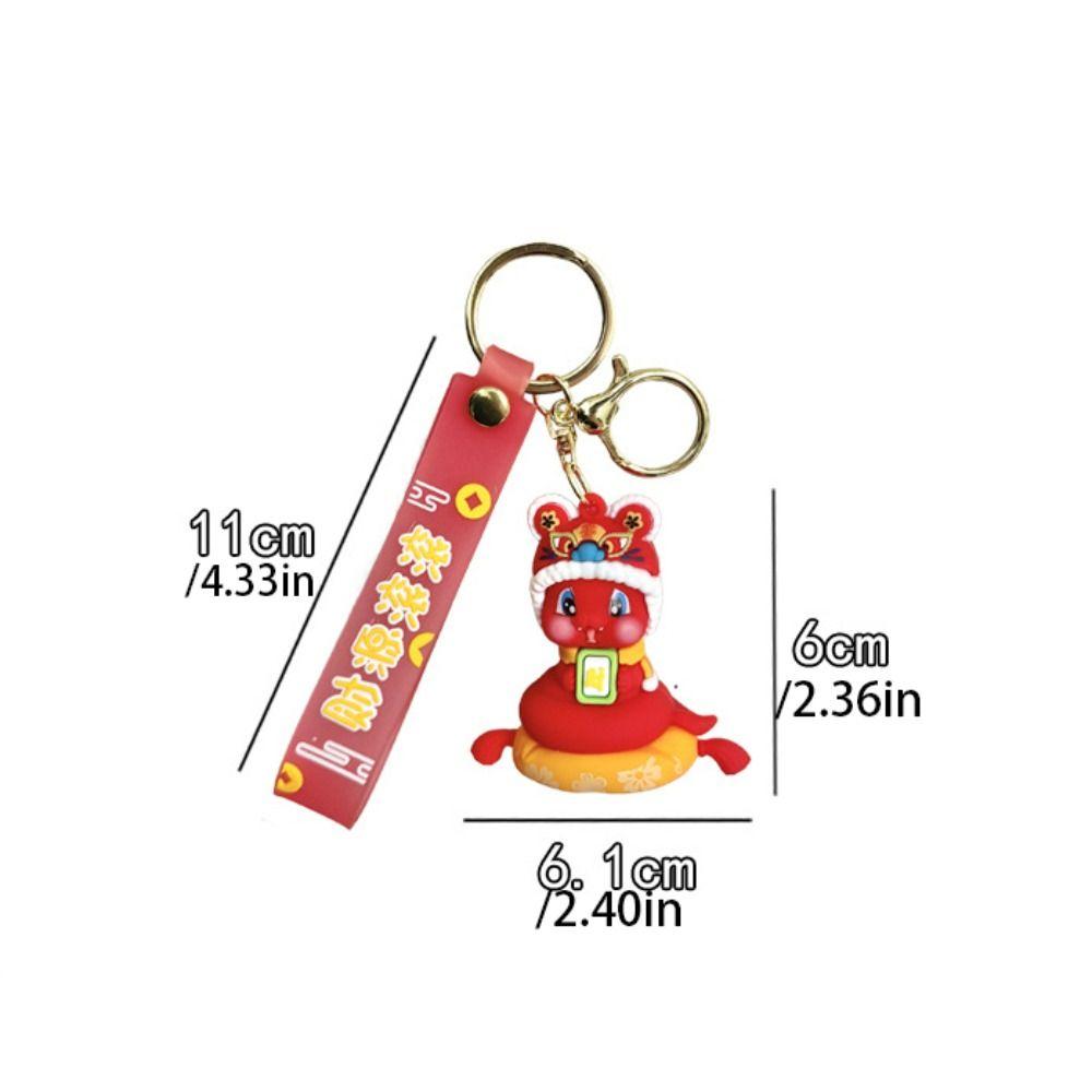 Танец льва 2025 Новогодний кулон Брелок в виде счастливой змеи Милый брелок-змея Украшение