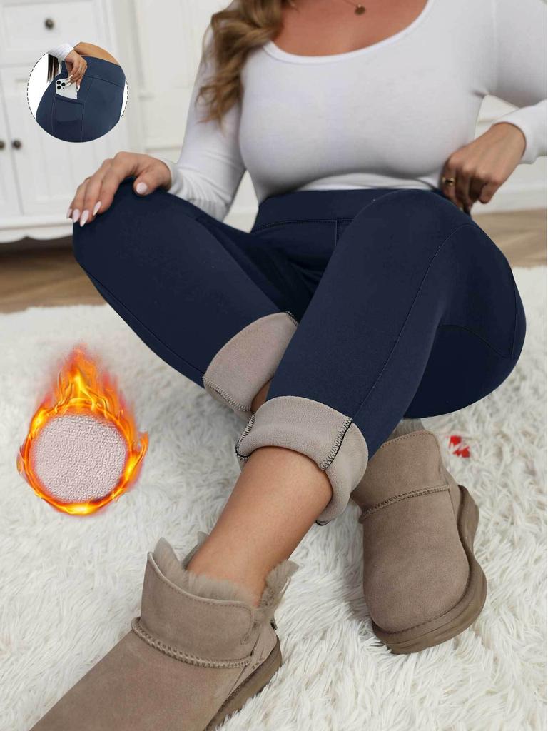 Леггинсы больших размеров с карманами на осень/зиму, утепленные флисом, с высокой посадкой, верхняя одежда, женские зимние теплые леггинсы