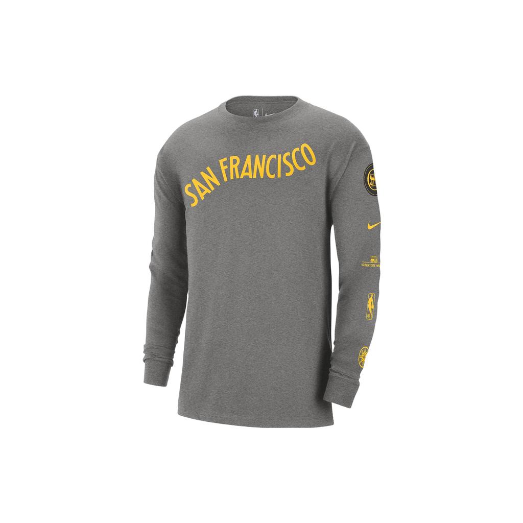 Nike Футболка City Edition 2023/24 Golden State Warriors с принтом в виде букв, круглым вырезом и длинными рукавами, мужские топы, серые FN1106-063