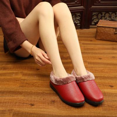 Старые пекинские тканевые туфли женские хлопковые туфли утолщенные водонепроницаемые хлопковые ботинки кожаные хлопковые тапочки ПУ повседневная обувь фабрика-поставщик