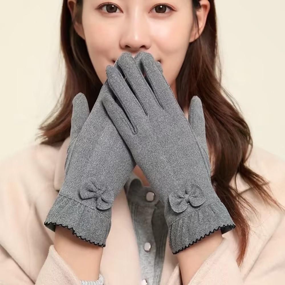 Full Finger Gloves Thickened Winter Mittens Temperament Suede Velvet Gloves Ladies