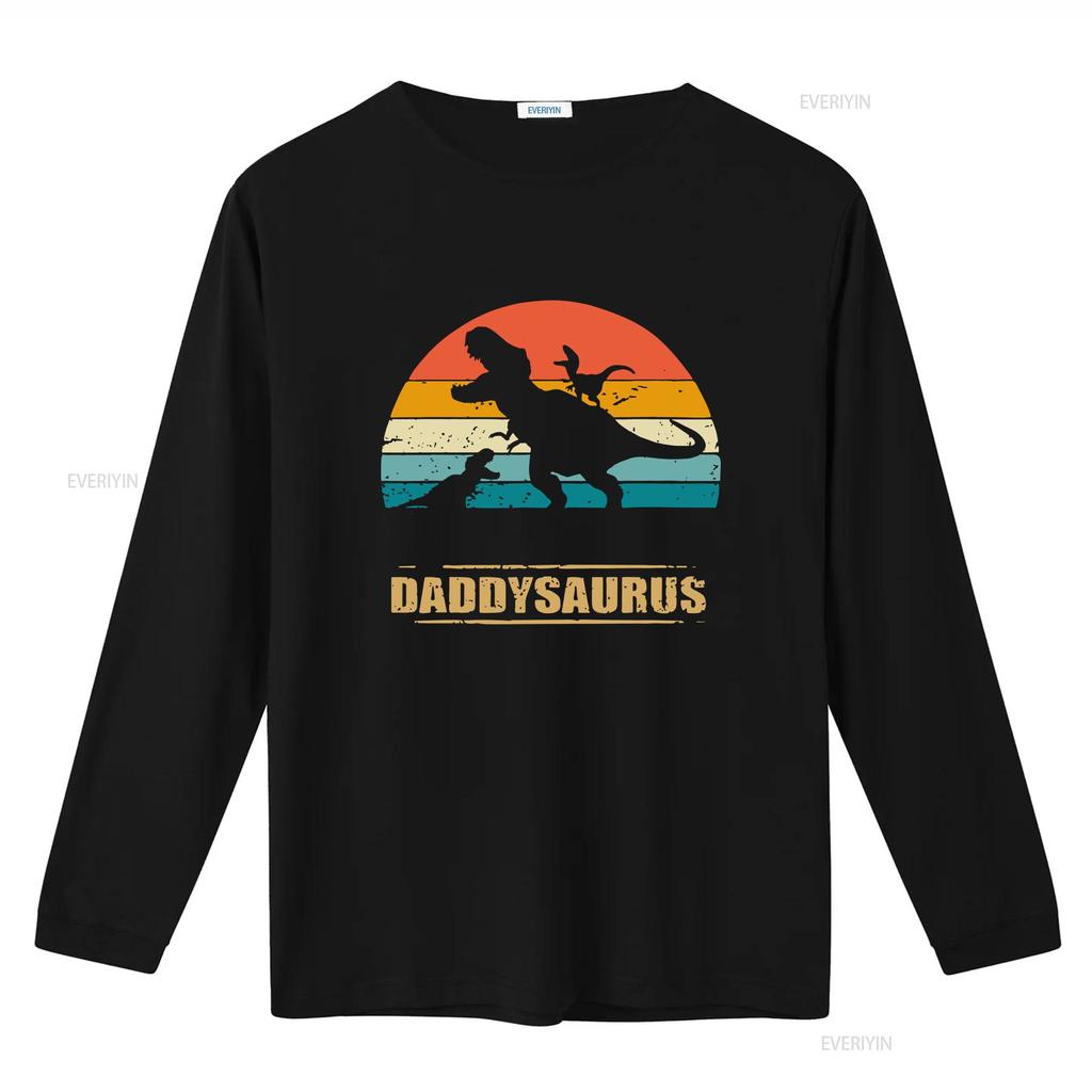 Daddy Saurus T Shirt Fathers Day Dinasaur Dad For Top vintage Washed streetwear Stretched Breathable Casual fashion Slightly
