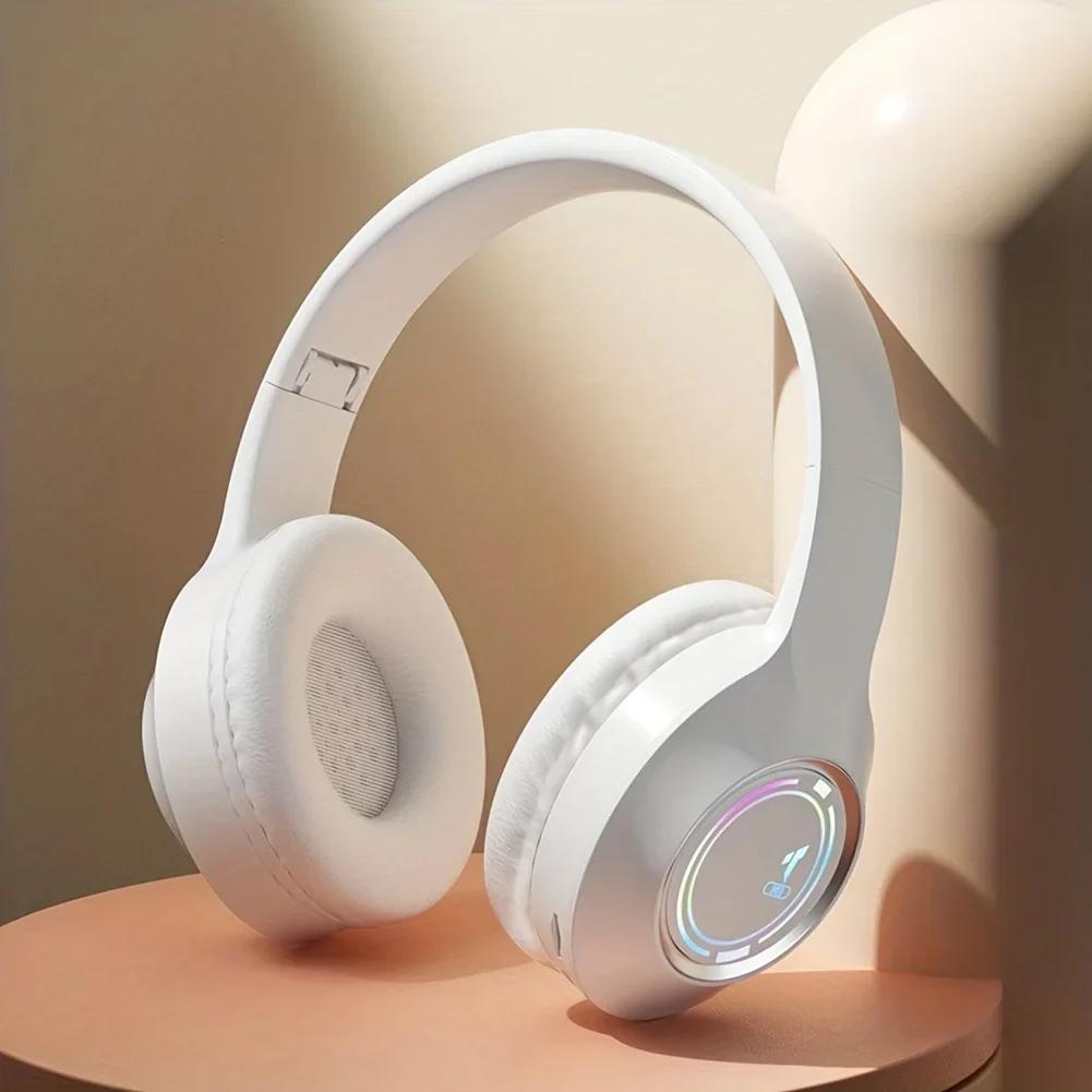 Светоизлучающие наушники Bluetooth 5.3, складные светодиодные наушники с TF-картой, беспроводная гарнитура TYPE-C, зарядные игровые наушники для IOS Android