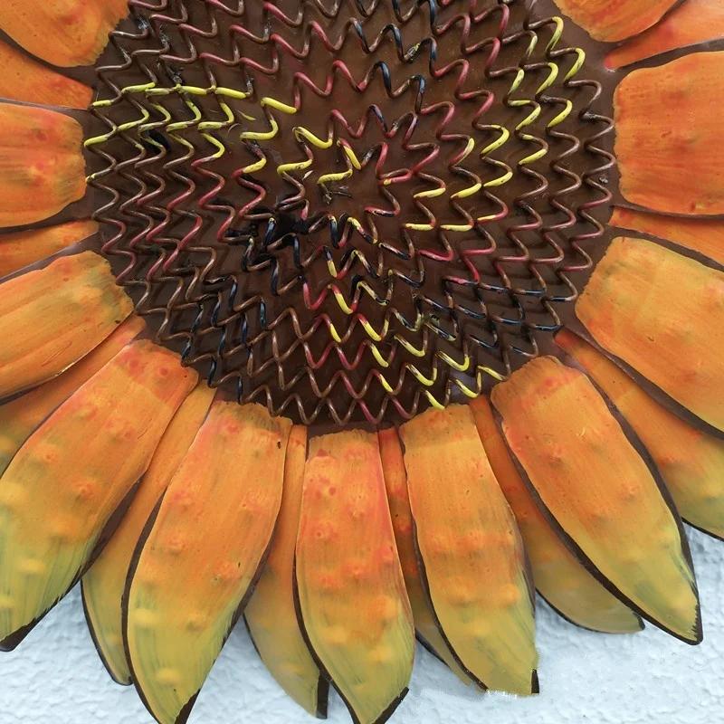 Garden Creative Living Room Wall Decorations WELCOME Sun Flower Pendant European Style Iron Mural Farmhouse Decor
