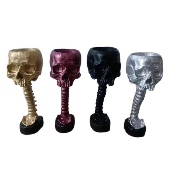 Горшок для цветов в виде черепа с подставкой для позвоночника, реалистичный цветочный горшок из смолы в виде черепа, готическое украшение для дома, конфетница на Хэллоуин для домашнего офиса