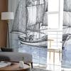 Рисунок лодки Тюль Прозрачные шторы для гостиной Украшения Шторы для комнаты Спальня Кухня Вуаль Шторы из органзы