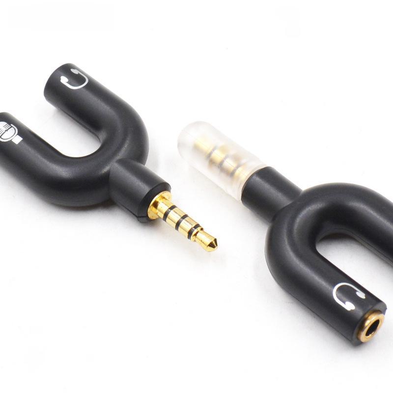 U-образный аудиоадаптер 2-в-1 3,5 мм для записи, микрофона и пения с совместимостью с компьютером и мобильным телефоном