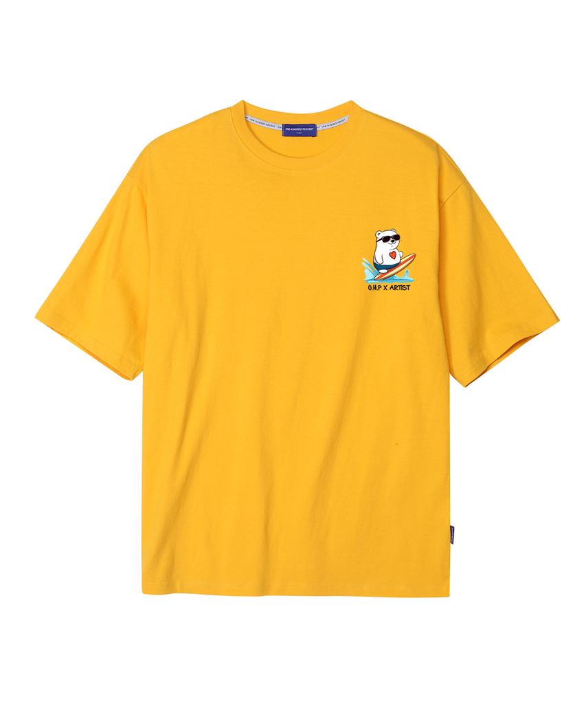OHP Ohpxharmonia Heart Polar Bear Semi-Oversized Short Sleeve T-Shirt P (Type A)