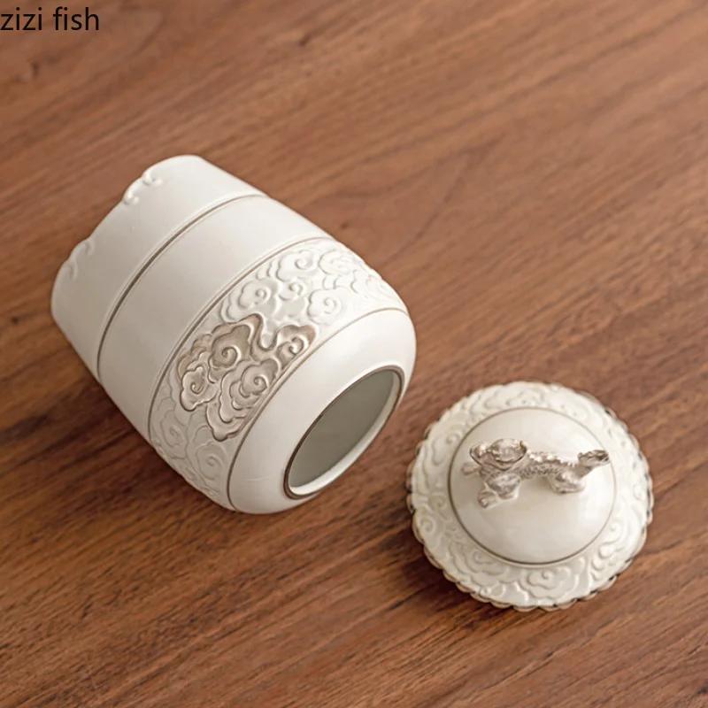 Керамическая банка для хранения чая с крышкой Dragon, герметичная влагостойкая банка, бутылка для хранения чая, банка для чая, контейнер для еды, органайзер