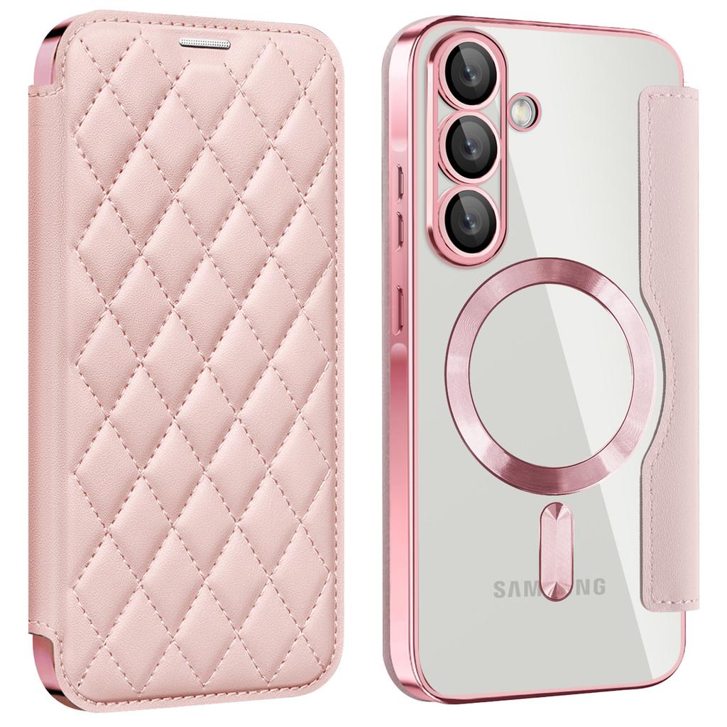 For Samsung Galaxy A56 5G Magnetic Case Rhombus PU Leather Phone Cover