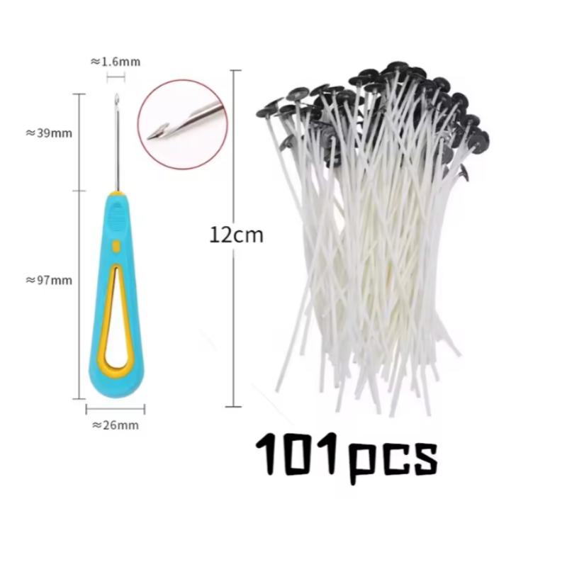 100pcs Waxed Cotton Candle Wicks Set with Stand Original Smokeless Candle Wicks Soy Oil Wax Core Woven Making Candles Supplies