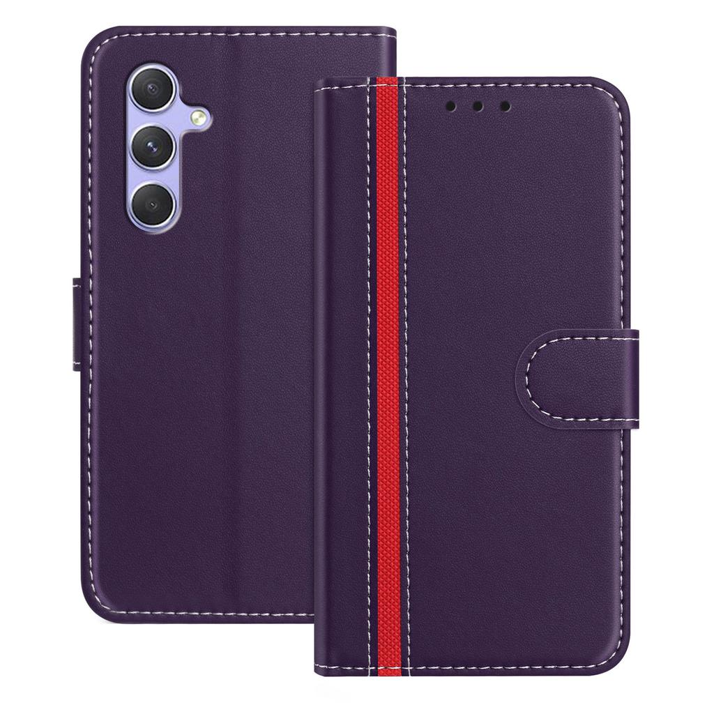 For Samsung Galaxy A54 5G Phone Cases Wallet Stand Color Splicing Leather Cover with Magnetic Clasp