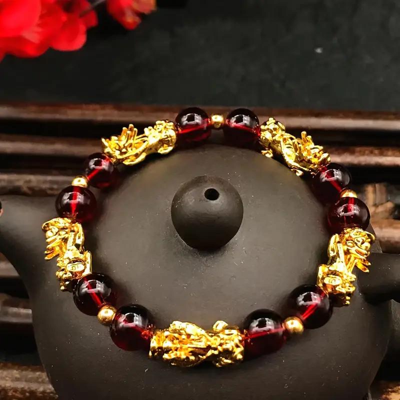 Браслет из бусин Пи Сю на удачу 1 шт. Браслет из бусин для богатства. Счастливый мужской и женский браслет из натурального камня. Мужские украшения. Ручная работа