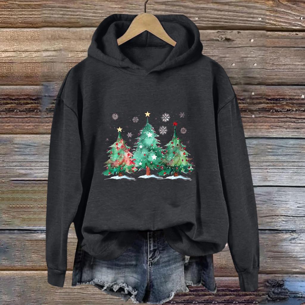 Женская толстовка с принтом «Спорт» с рождественским принтом, толстовка с капюшоном, топ с длинным рукавом, повседневная толстовка