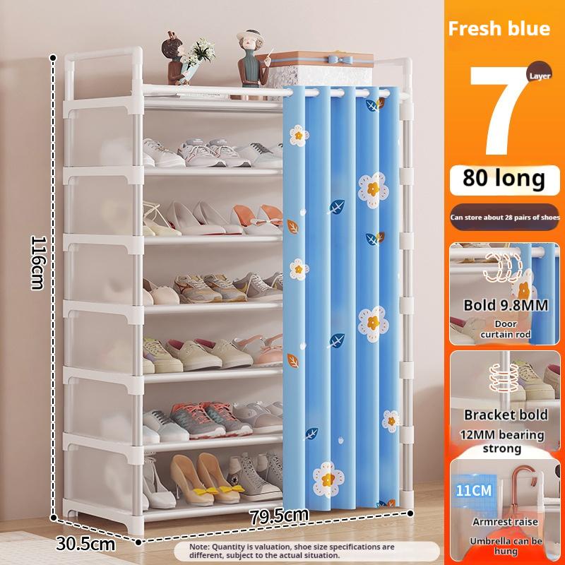 Полка для обуви, органайзер для обуви, синяя ткань, пылезащитный шкаф для обуви, экономящий место, настенная угловая полка для хранения вещей в гостиной