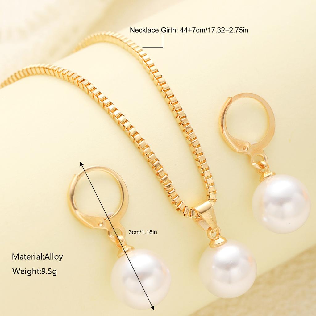 Simple Love Pendant Necklace Light Luxury Artificial Pearl Zircon Earrings Necklace Set for Women's Jewelry Accessories