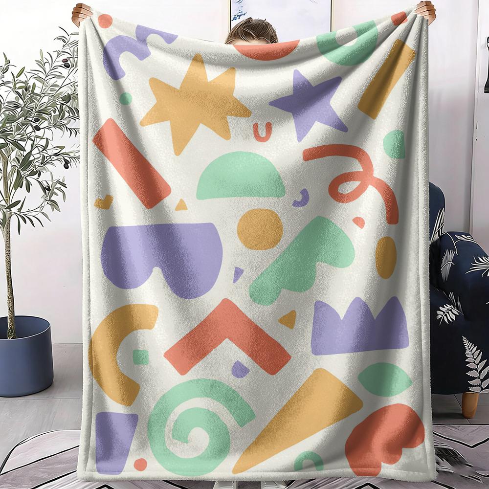 Colorful Vectors Throw Soft Flannel AC Blanket Lightweight Summer Nap Throw Cozy Blanket for Sofa Bed Travel Home