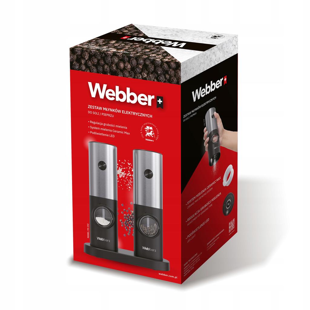 Electric Battery-Powered Pepper And Salt Grinder Salt Grinder 2 Pcs Webber