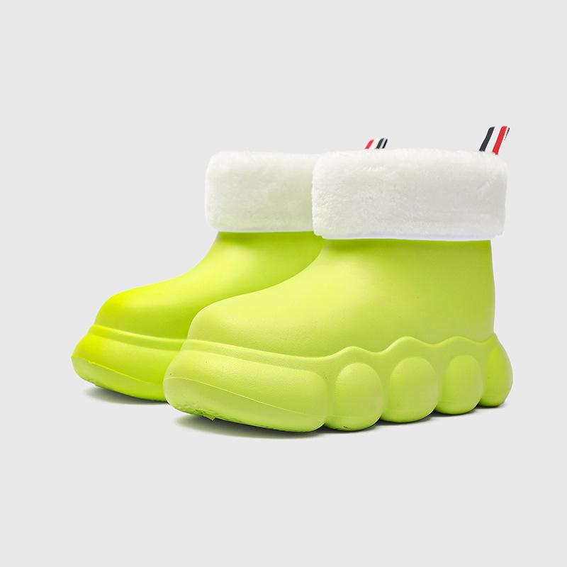 Женские сверхлегкие водонепроницаемые нескользящие сапоги из ЭВА с толстой подошвой, модные зимние плюшевые хлопковые теплые и удобные уличные резиновые сапоги