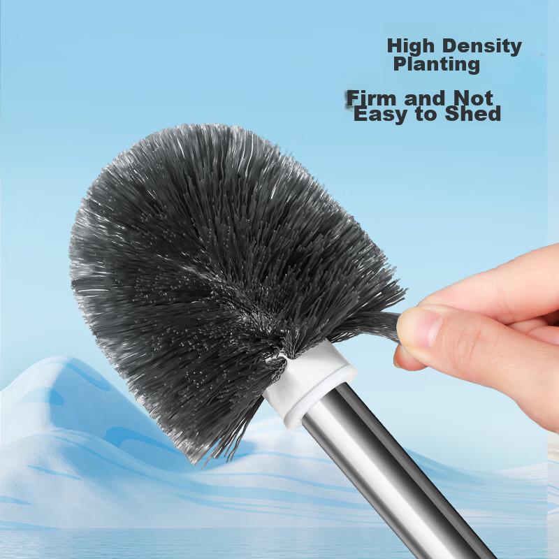 Toilet Brush Set with Wall-Mounted Design, Base, Long Handle, Round Head, No Drilling Required, No Dead Angles, for Cleaning Toilet And Bathroom