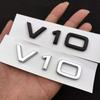 3d ABS Chrome Black V10 Logo Letters Car Fender Side Emblem Badge Decal For RS6 S6 C6 S8 R8 V10 Sticker Accessories