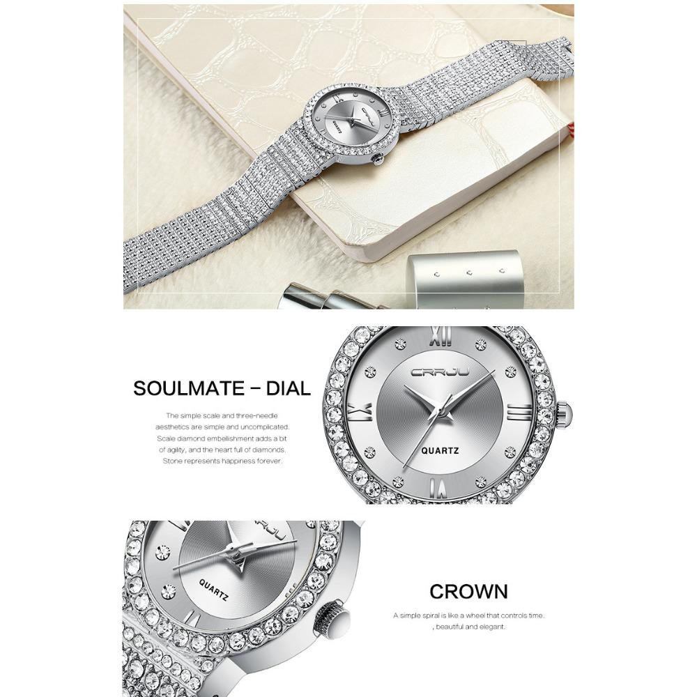 CRRJU New Men's and Women's Couple Watches Women's Watches Women's Gold Diamond-studded Watches Full of Stars and Diamonds