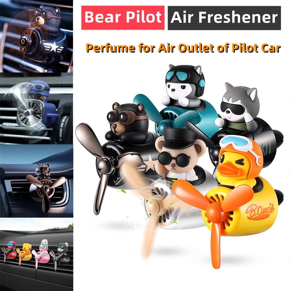 Car Air Freshener Bear Pilot Auto Accessories Interior Perfume Diffuser Rotating Propeller Outlet Fragrance Magnetic Design Car Aromatherapy