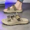 Men's Flat Slippers Extra Wide Sandals Outdoor Beach Shoes Casual Soft Slide Slippers Plus Size for Father