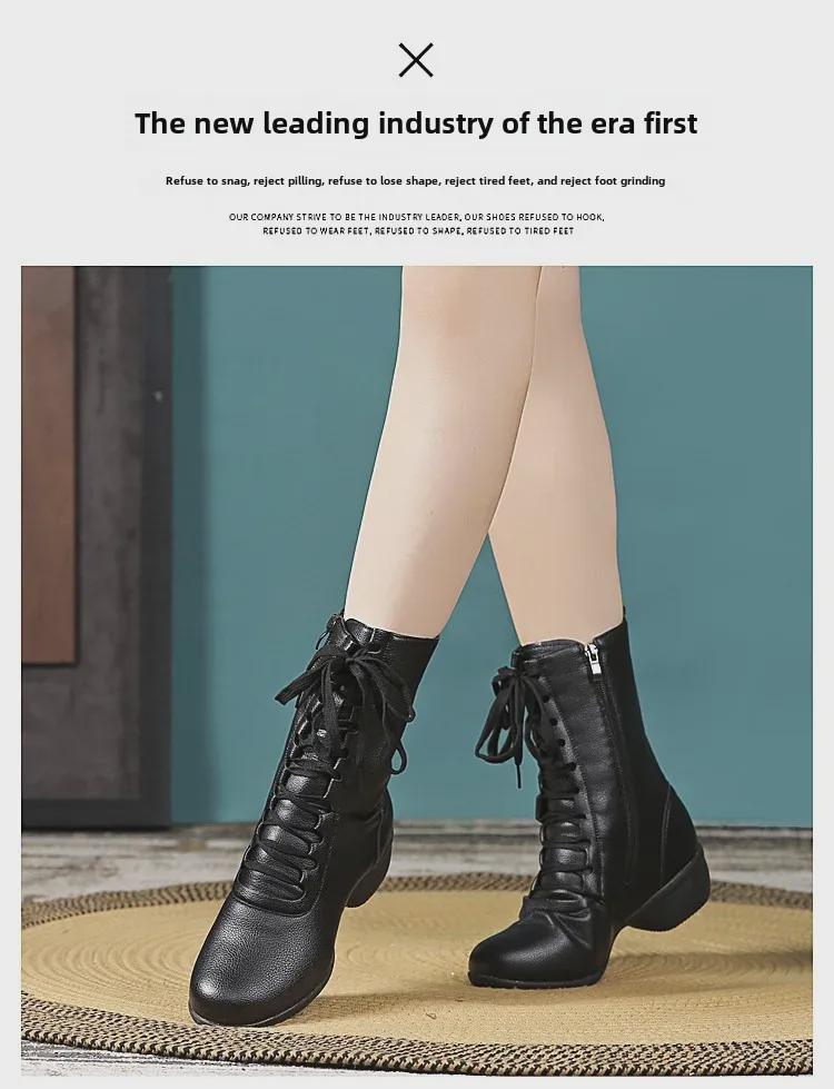 Ботинки для танцев Square Dance Boots с мягкой подошвой и молнией - средний каблук с воздушной подушкой, стиль «матрос», одежда на все времена года