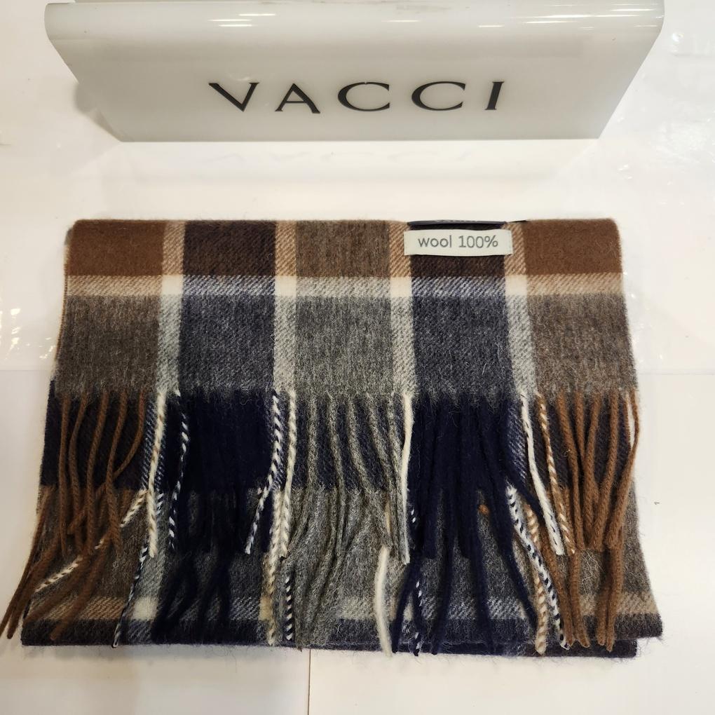 Men's Winter 100% Wool Long Muffler Beige Navy White Mixed Big Check Scarf VM1M 4BR118I0