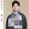 JIUMU Men's Warm Plaid Sheep Wool Scarf