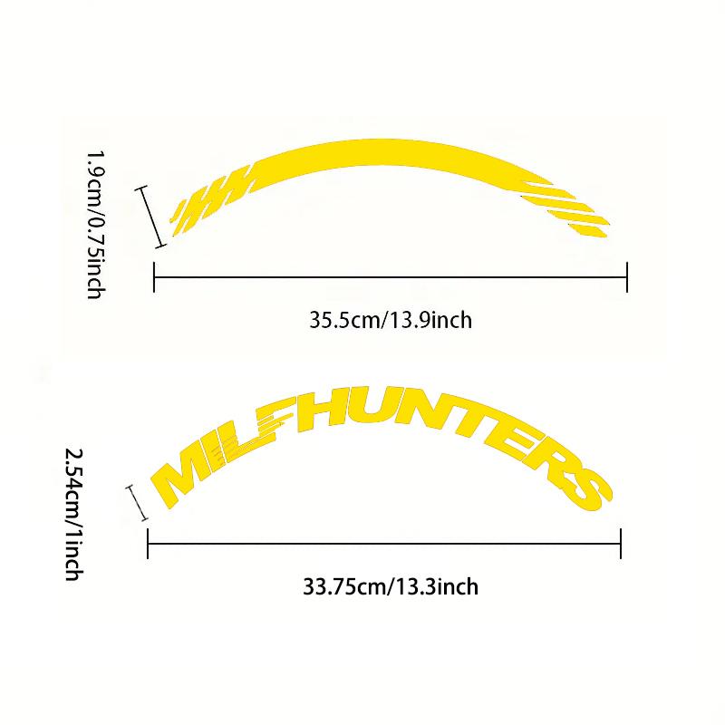 Yellow MILFHUNTERS Tire Letter Stickers Funny Tire Decals Universal Rubber Sidewall Letters Car Wheel DIY Accessories