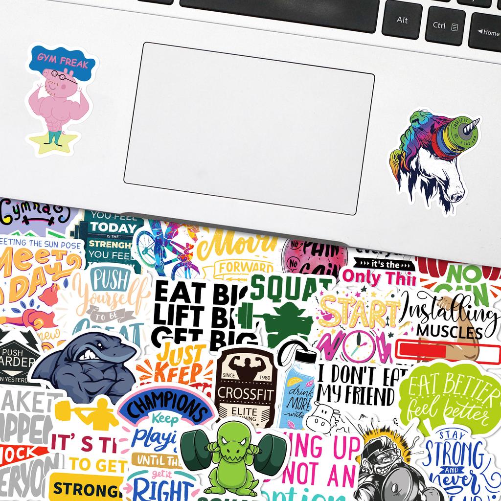 50Pcs Gym Culture Inspirational Text Sunshine Love Sports Life Creative Decoration Waterproof Stickers
