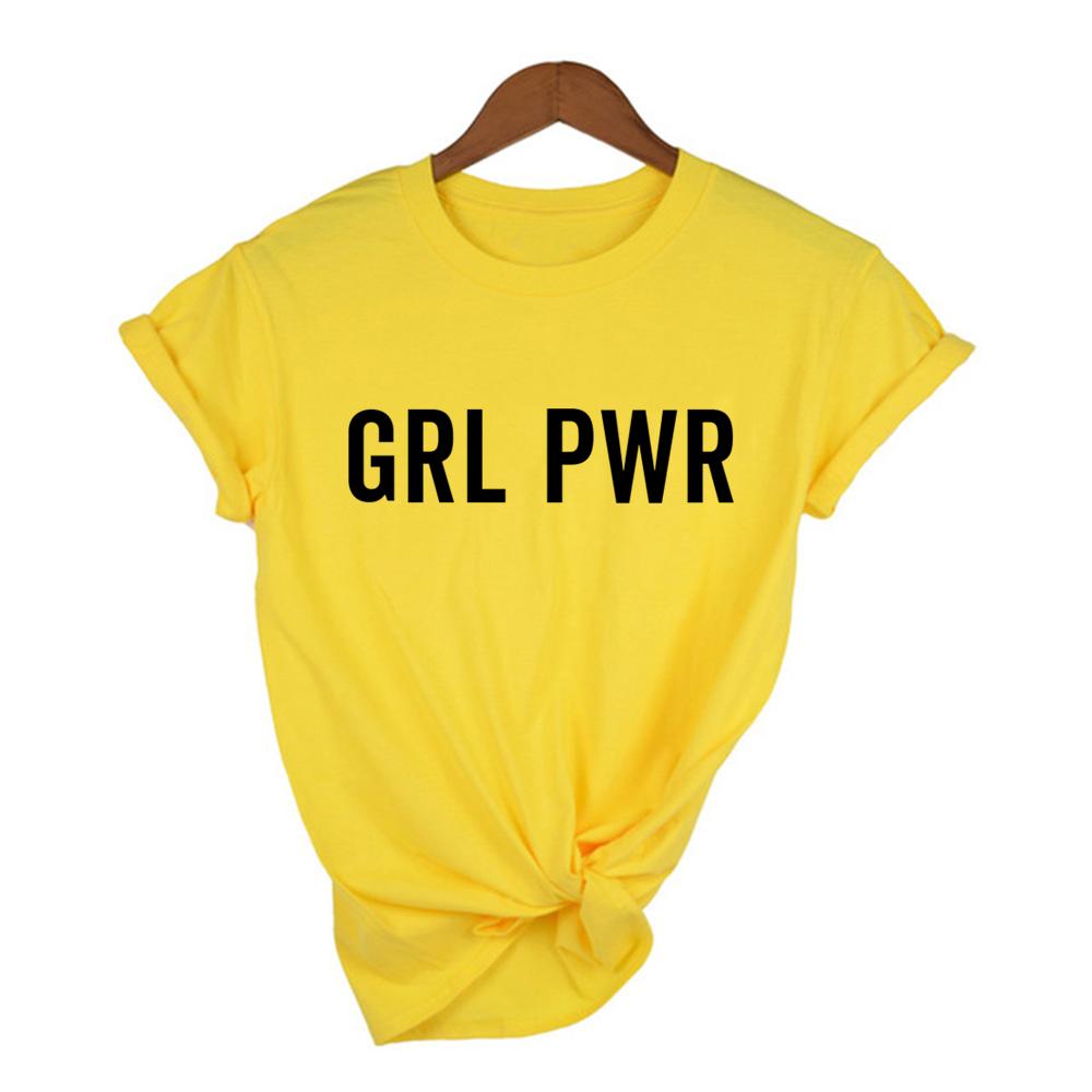 Grl Pwr Print Girl Power Female T Shirt Feminist Shirts 90S Casual Tee Tops Women S