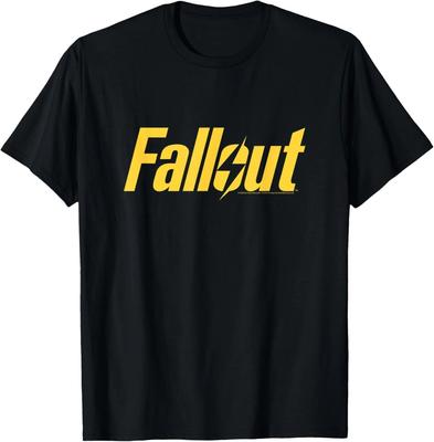 Футболка мужская с желтым логотипом-молнией из сериала Fallout 100% Хлопок Топ