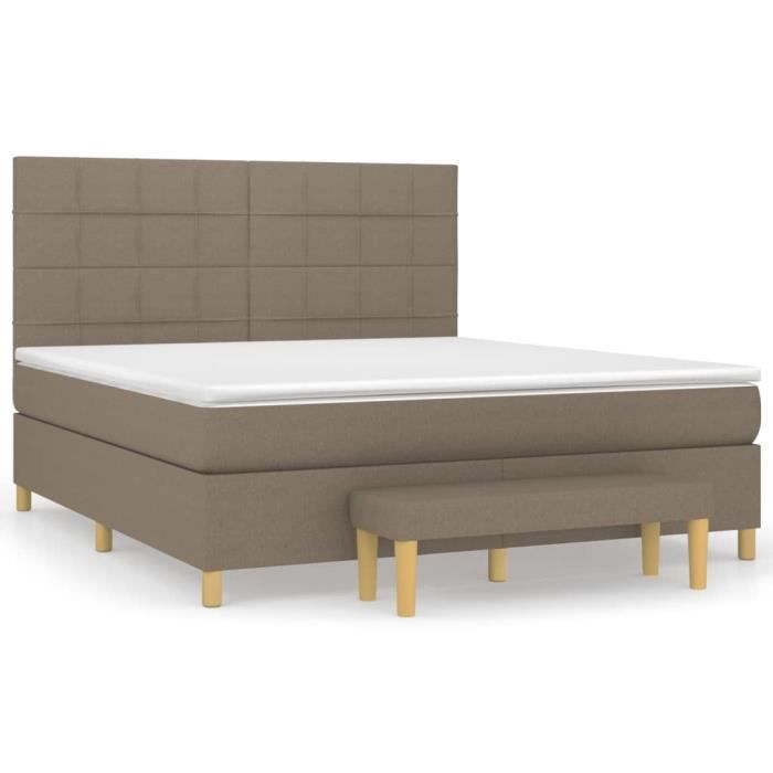 3137177 vidaXL Divan-lit Tapissier Avec Matelas Taupe 180x200 Cm Tissu