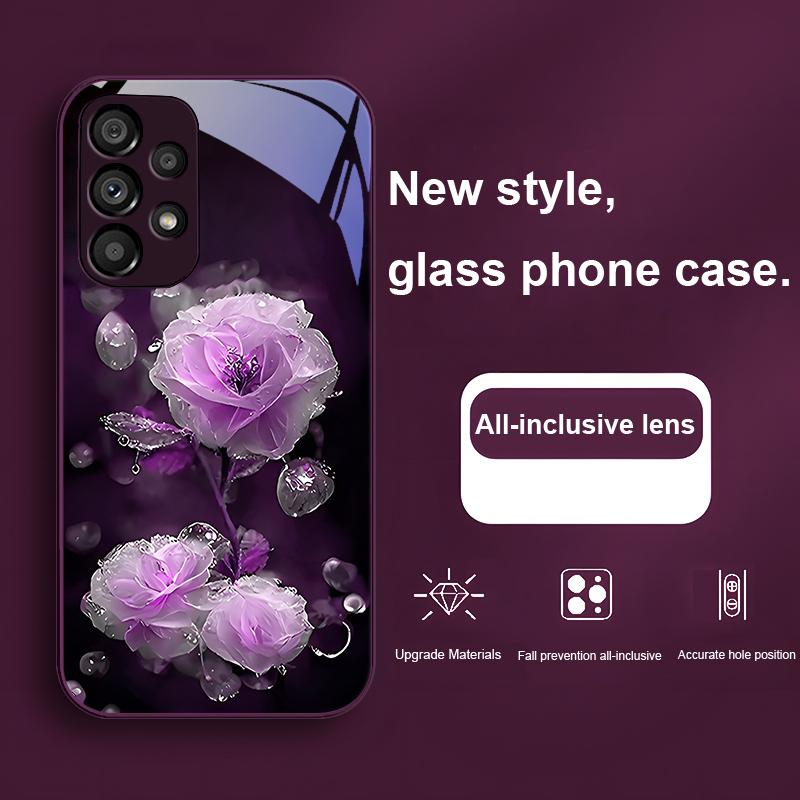 Увлажняющий Розовый Цветок Для Samsung Galaxy S23 24 Plus S20 21 FE S25 Ultra A70 72 73 51 52 53 Закаленное Стекло Чехол для Телефона