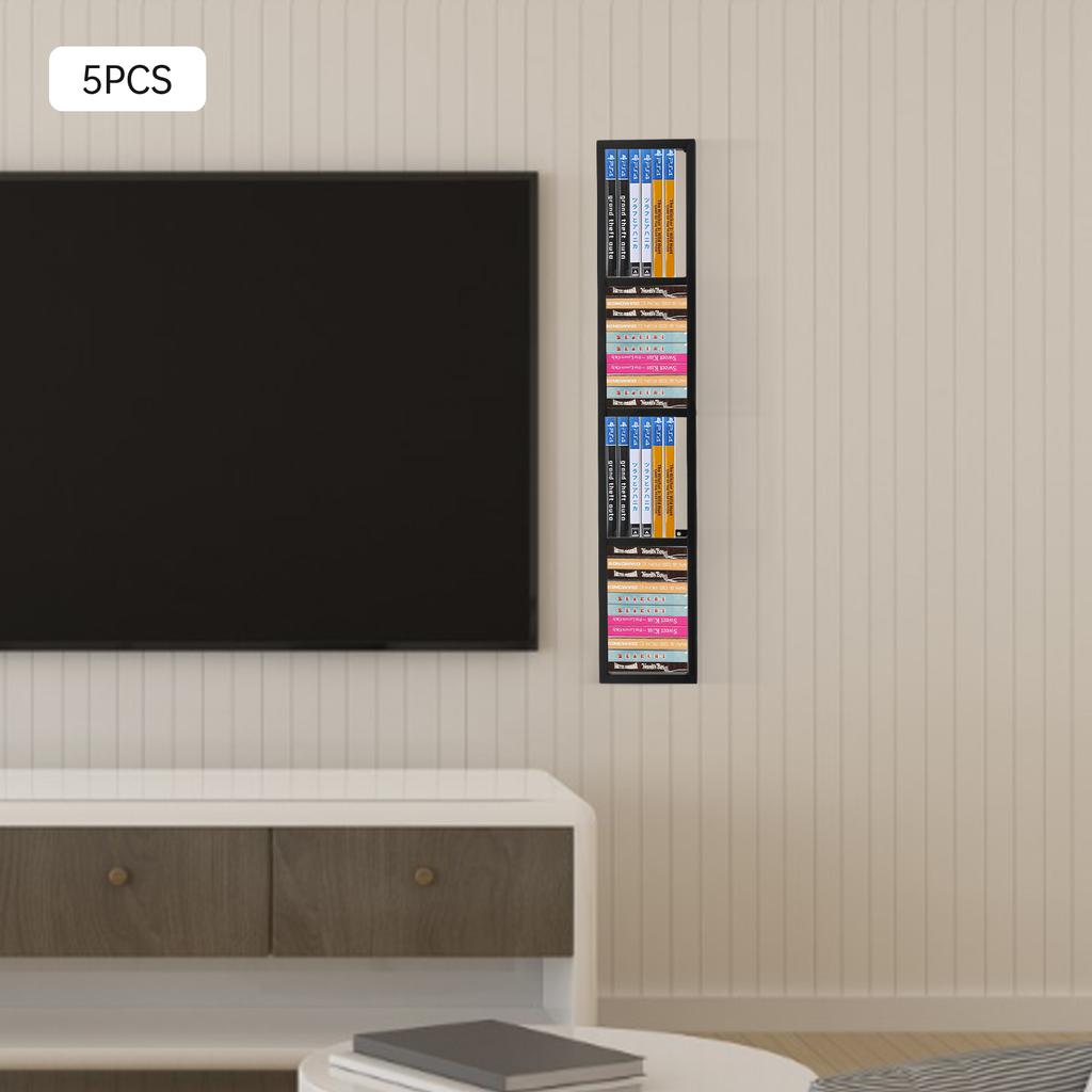 5 шт. 34-дюймовая металлическая полка для хранения CD/DVD, настенная стойка-органайзер для медиа для видеоигр, фильмов, организации музыкальной коллекции