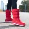 Fashion Mid Calf Shoes for Women Big Red Platform White Womens Snow Boots Chunky Wedge Heel Half High Boot Female Comfrtable Work Lamb