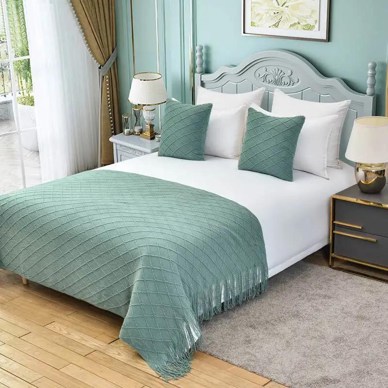 Шарф для кровати, украшение для квартиры B & B, вязаный диван с шарфом, покрывало для кровати в отеле, одеяло для кровати, флаг для гостиничной кровати