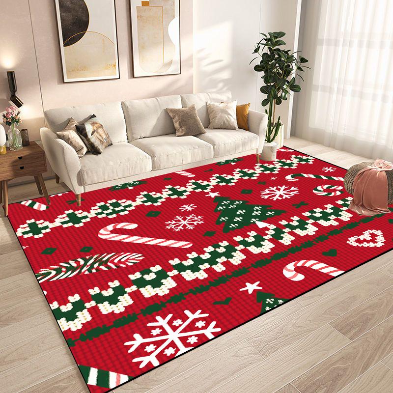 Christmas Tree Snowflake Carpet for Living Room Doormat New Year Red Decoration Home Rug Non-slip Dining Room Decor Floor Mats