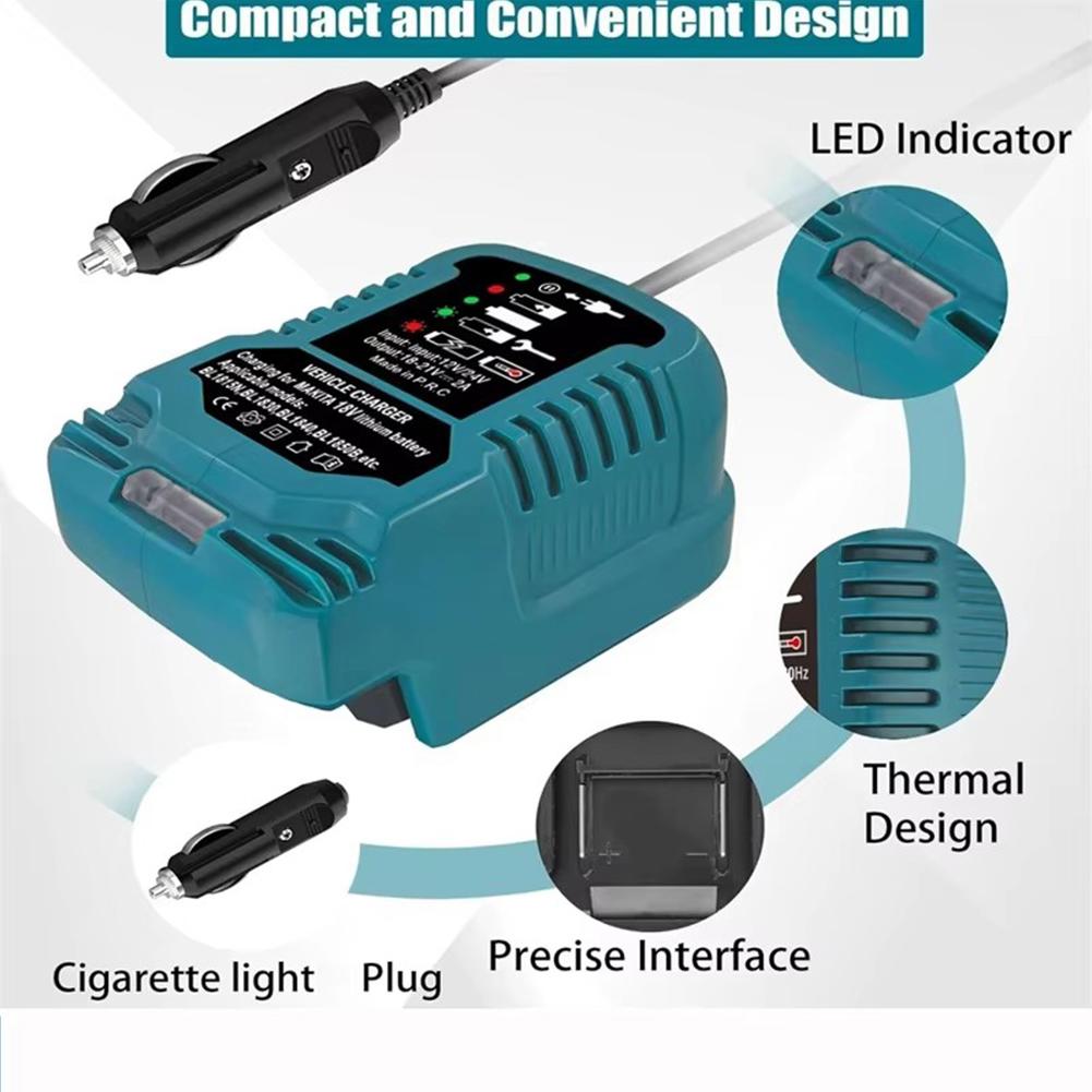 Для MAKITA/Milwaukee 18V Lithium Battery Charger Сменное портативное компактное зарядное устройство Автомобильное зарядное устройство с прикуривателем
