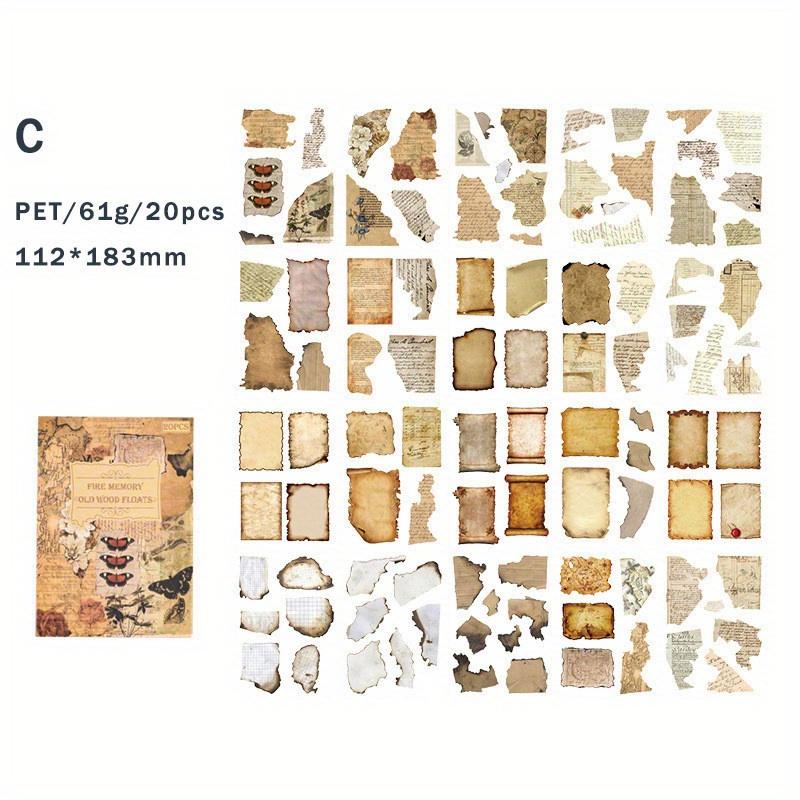 20 листов винтажных наклеек для скрапбукинга книги ПЭТ-материалы творческий журнал DIY коллаж материал журнальные принадлежности наклейки