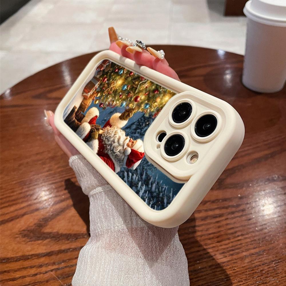 N105 рождественские и новогодние арт-мягкие чехлы для телефонов Angel Eyes для iPhone 16 15 14 13 11 Pro Max 8 7 6s Plus 12 mini XR XS Max SE противоударный чехол