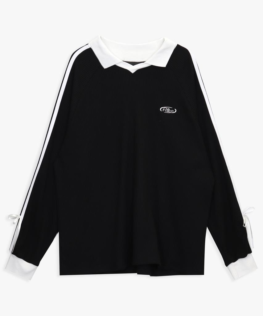 PINK PINEAPPLE Track Ribbon Top_Black